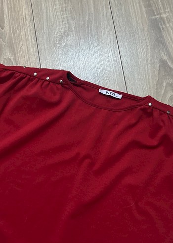 Bordo Kısa Kollu Salaş Hamile Elbisesi - Görsel 4