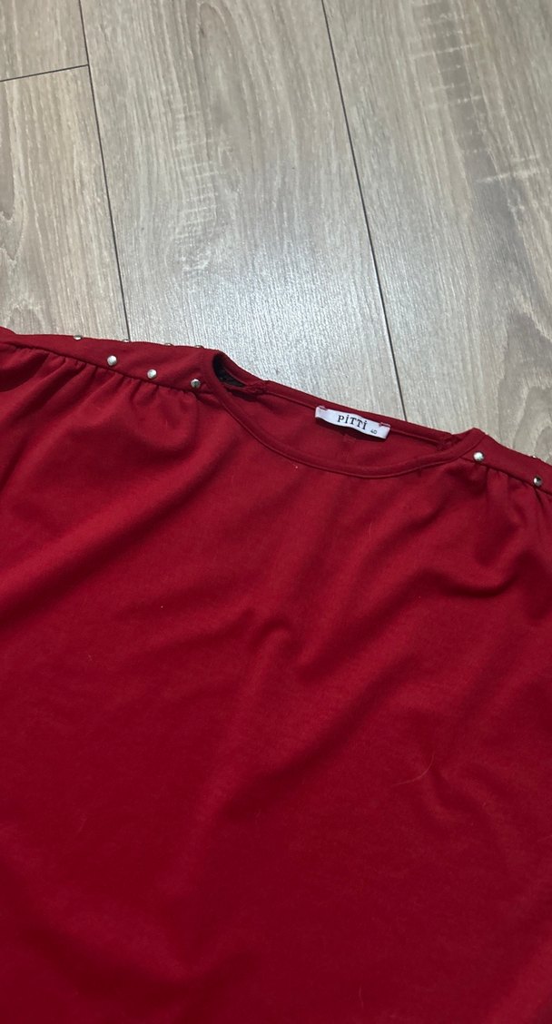 Bordo Kısa Kollu Salaş Hamile Elbisesi - Görsel 4