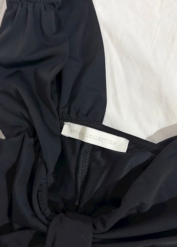 Siyah Drapeli İp Askılı Kadın Mayo - Görsel 2