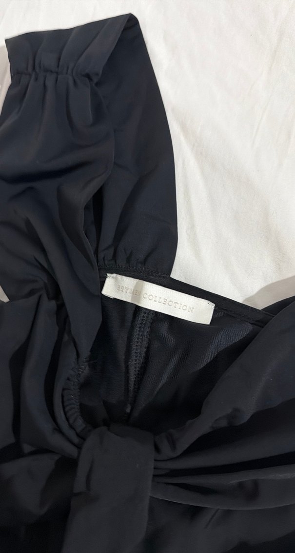 Siyah Drapeli İp Askılı Kadın Mayo - Görsel 2