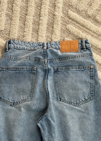 Pull and Bear Mavi Kadın Denim Pantolon - Bol Kesim