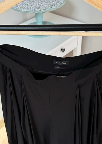 Massimo Dutti Drapeli Siyah Etnik Desenli Midi Elbise