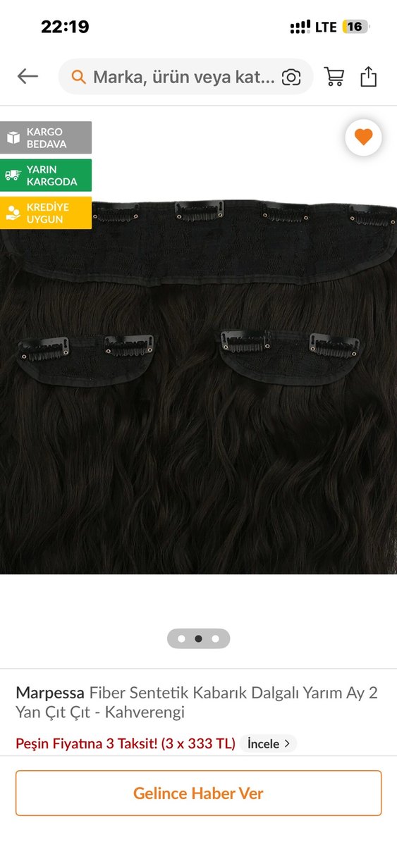 Marpessa Sentetik Dalgalı Yarım Ay Saç - Görsel 2