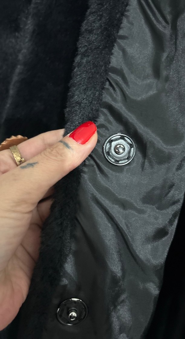 Kadın Siyah Midi Boy Kürk Mont - Görsel 3