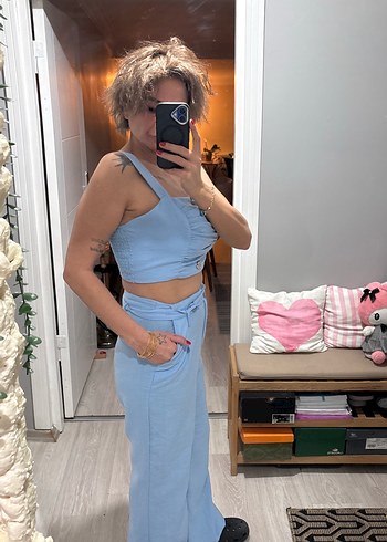 Mavi Straplez Kadın Denim Tulum - Görsel 4