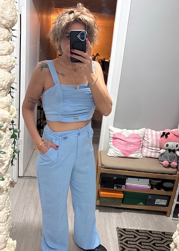 Mavi Straplez Kadın Denim Tulum - Görsel 2