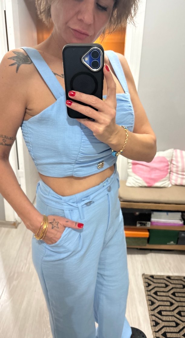 Mavi Straplez Kadın Denim Tulum - Görsel 3