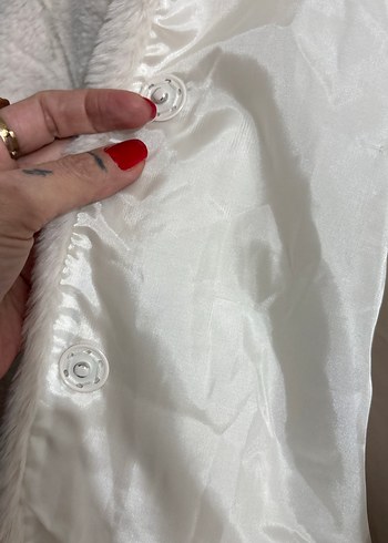 Bej Midi Uzunlukta Peluş Kadın Mont - Görsel 2