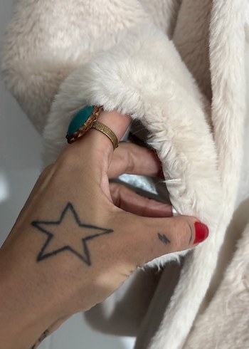 Bej Midi Uzunlukta Peluş Kadın Mont - Görsel 5