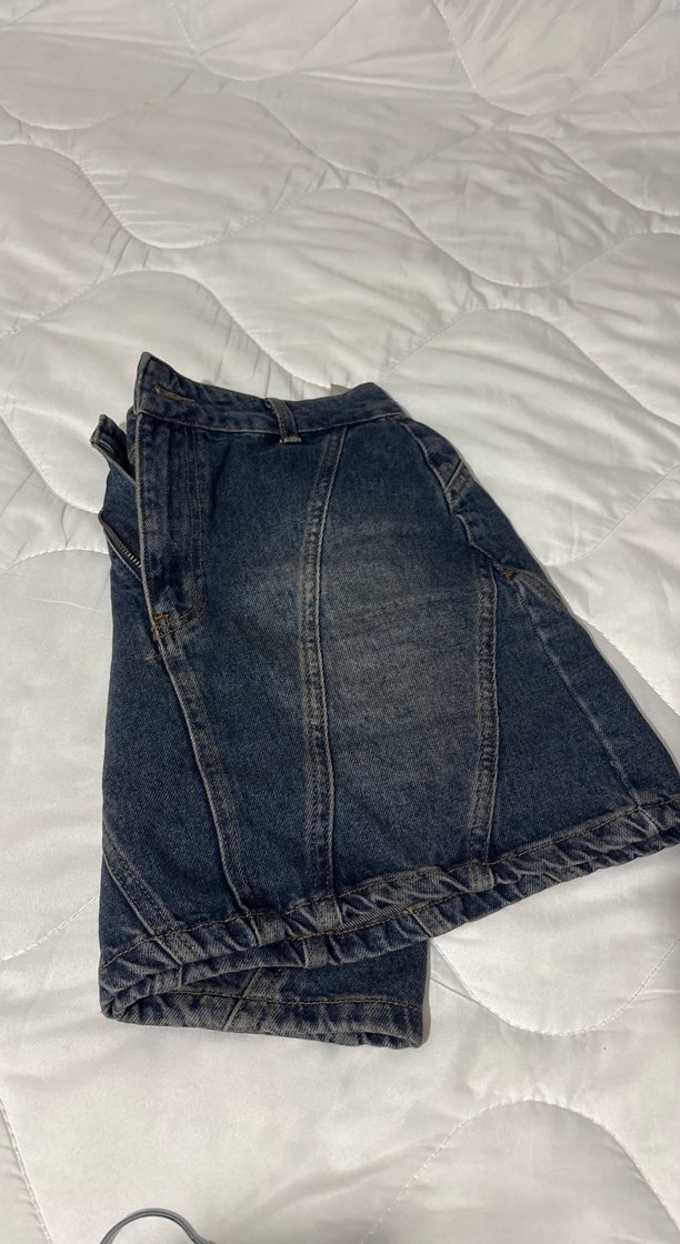 Lacivert Denim Midi Etek - Görsel 5