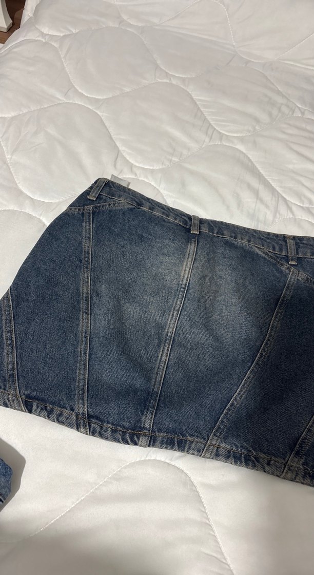 Lacivert Denim Midi Etek - Görsel 4
