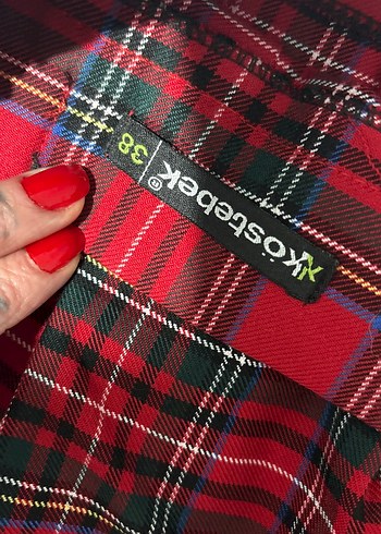 Kadın Kırmızı Pileli Ekose Mini Etek - Görsel 3