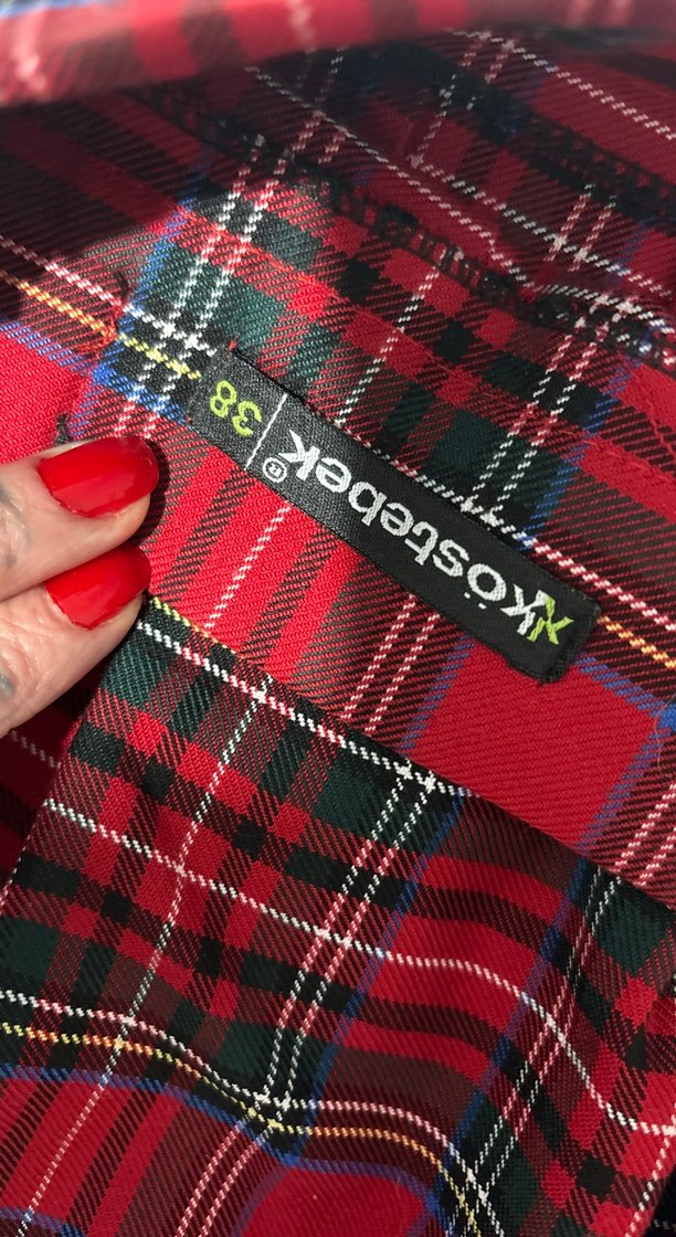 Kadın Kırmızı Pileli Ekose Mini Etek - Görsel 3