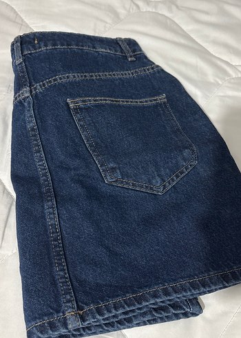 Lacivert Kadın Denim Mini Etek - Görsel 2