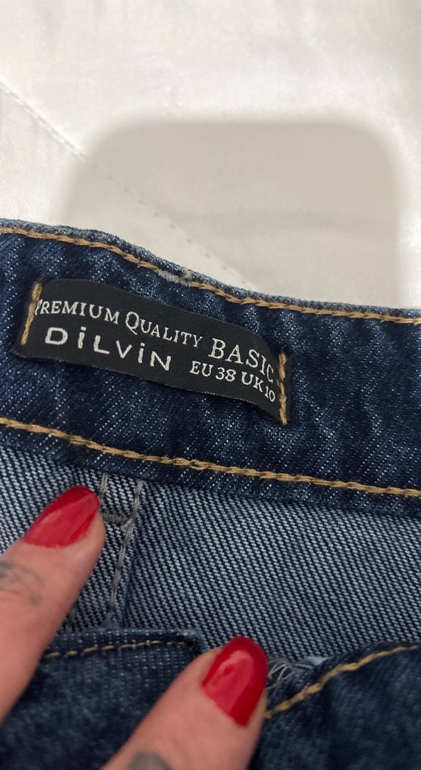 Lacivert Kadın Denim Mini Etek - Görsel 4
