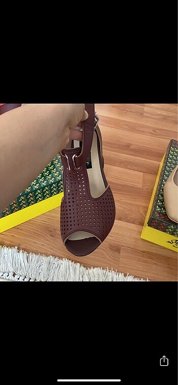 38 Beden bordo Renk Kalın topuk yazlık ayakkabı