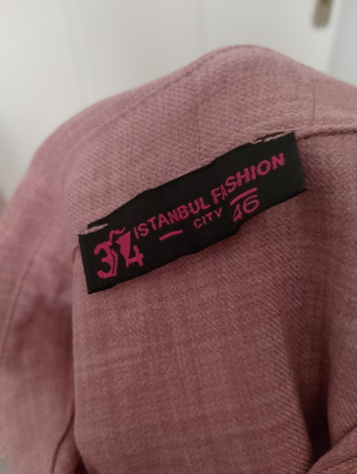 Pembe Keten Uzun Kollu Kadın Tunik - Görsel 2