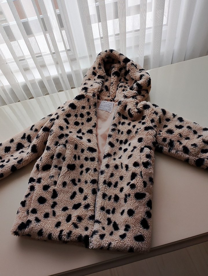 kahve tonuBaskılı Kadın Suni Kürk Ceket küçük için satıyor - Görsel 4