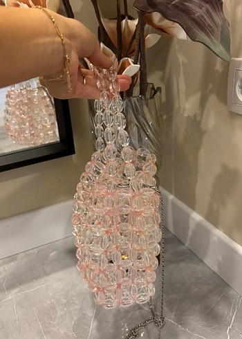 Pembe Cam Boncuklu Kadın Çanta - Görsel 4