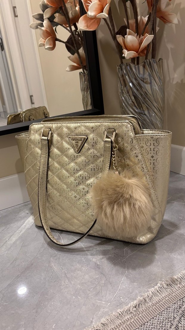 Bej Parlak guess Deri Kadın Çanta - Görsel 2