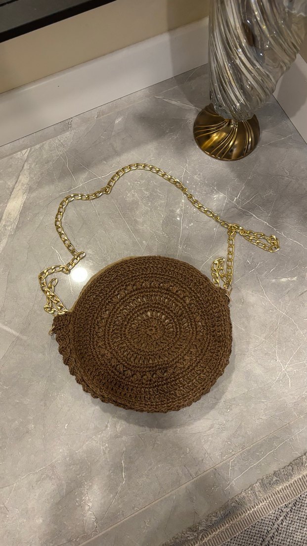 Zincir Detaylı Örgü Bohem Kadın Çanta - Görsel 2