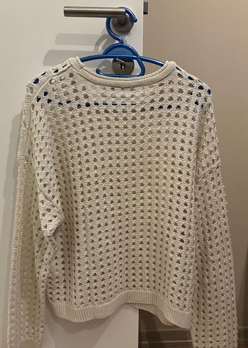 Beyaz Örgü Kadın Uzun Kollu Kazak - Görsel 4