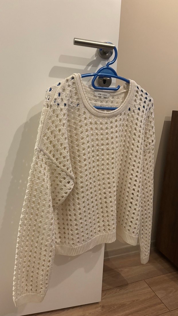 Beyaz Örgü Kadın Uzun Kollu Kazak - Görsel 3