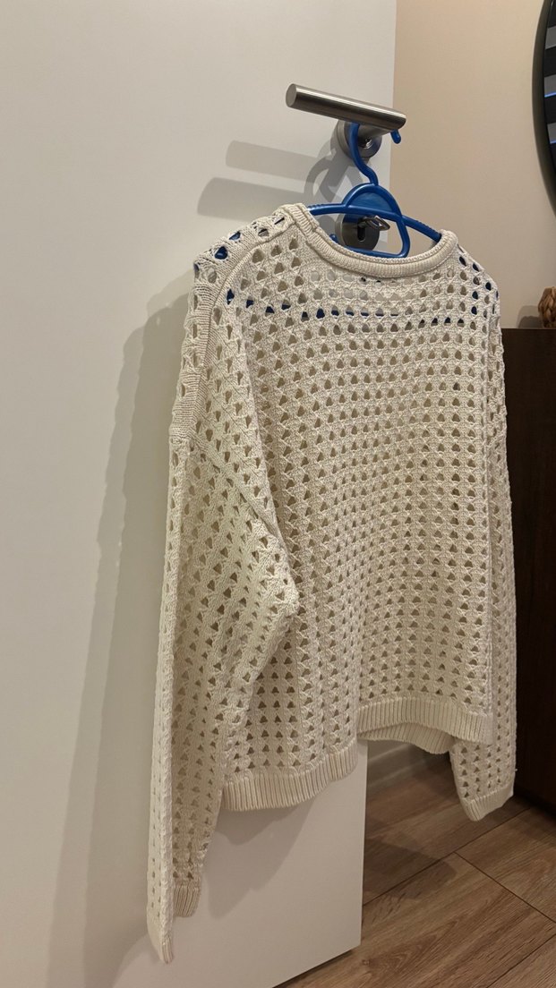 Beyaz Örgü Kadın Uzun Kollu Kazak - Görsel 5
