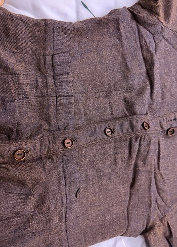 Düğmeli Uzun kahverengi İPEKYOL  Kadın Elbise - Görsel 4