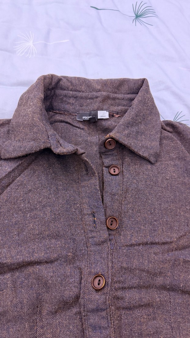 Düğmeli Uzun kahverengi İPEKYOL  Kadın Elbise - Görsel 2