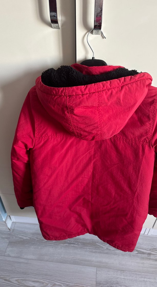 Koyu Kırmızı Erkek Çocuk Street Wear Kaban - Görsel 3