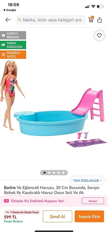 Beden Renk Barbie havuz seti