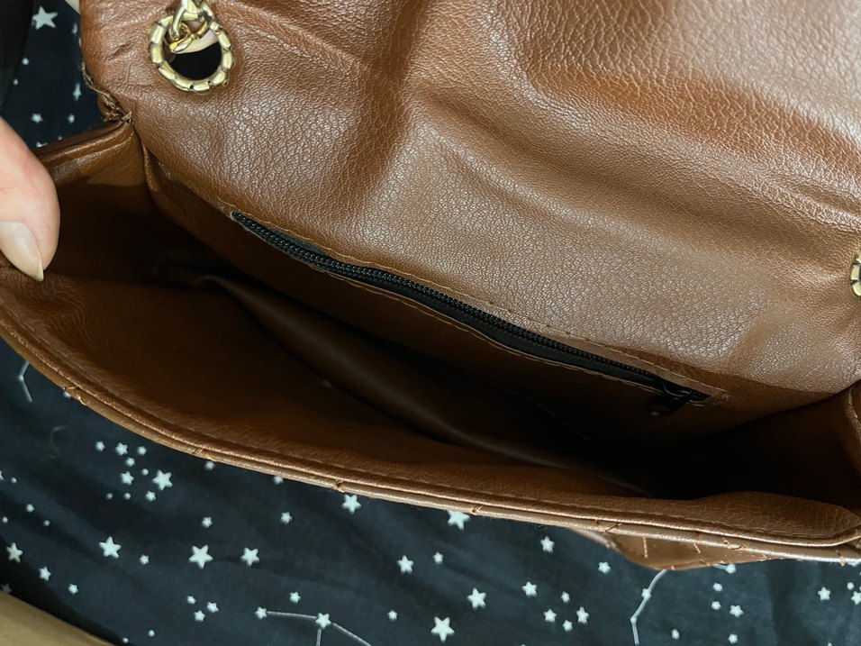 Zincir Detaylı Kahverengi Deri Kadın Çanta - Görsel 3