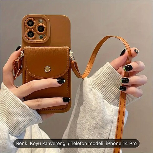 Apple IPhone 14 deri kılıflı çanta