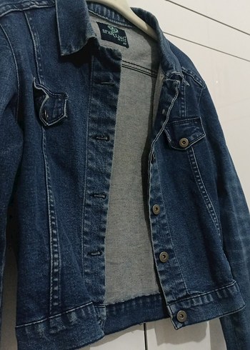 Düğmeli Mavi Kadın Denim Ceket - Görsel 5