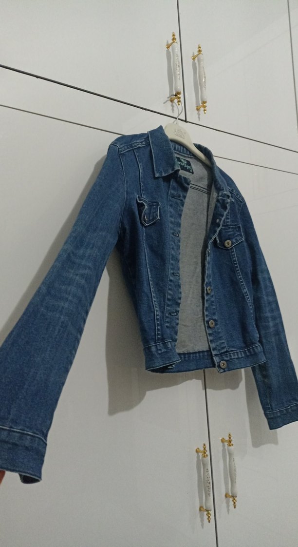 Düğmeli Mavi Kadın Denim Ceket - Görsel 2