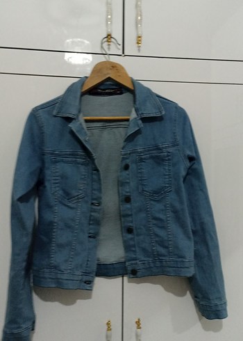 Düğmeli Mavi Kadın Denim Ceket - Görsel 2