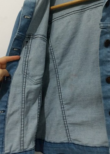 Düğmeli Mavi Kadın Denim Ceket - Görsel 6
