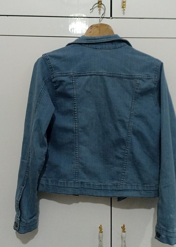 Düğmeli Mavi Kadın Denim Ceket - Görsel 7