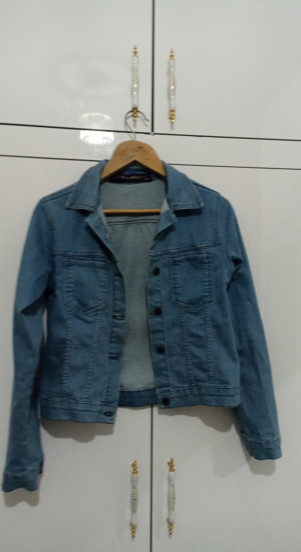 Düğmeli Mavi Kadın Denim Ceket - Görsel 2