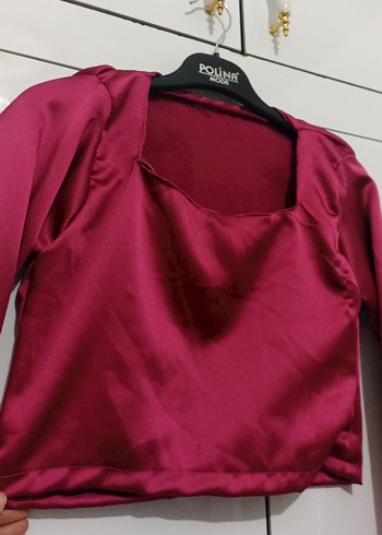 Bordo Drapeli V Yakalı Kadın Bluz - Görsel 3