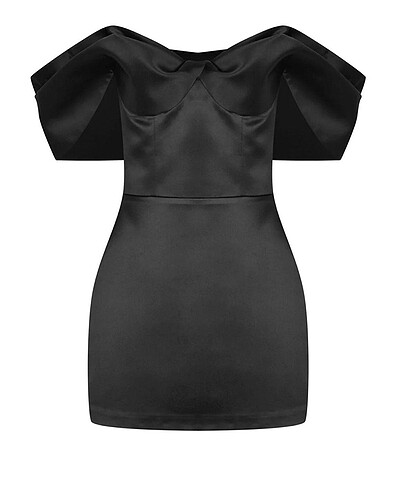 Diğer URBAN MUSE Düşük Omuz Mini Saten Elbise