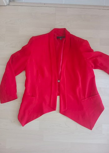Kırmızı Mini Düğmeli Kadın Blazer