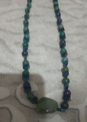 Uzun Yeşil Boncuklu Bohem Kadın Kolye - Görsel 3