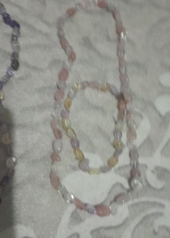 Uzun Gri Boncuklu Bohem Kadın Kolye - Görsel 3