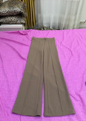 s Beden Bej Regular Fit Midi Kadın Kumaş Pantolon