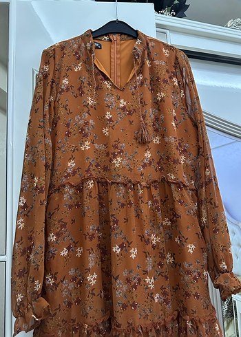 xl Beden Uzun çiçekli sifon elbise