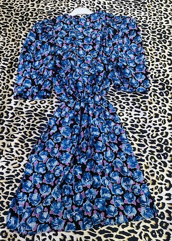 Bohem Kısa Mavi Batik Desenli Kadın Elbise - Görsel 7