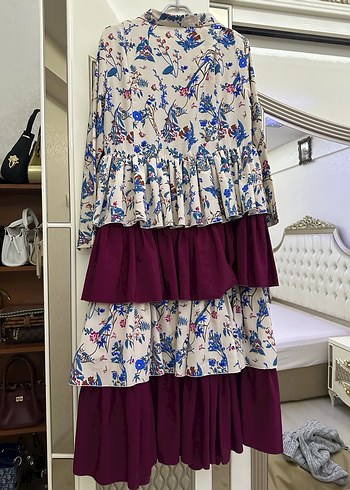 Çiçek Desenli Uzun Bohem Elbise - Görsel 6