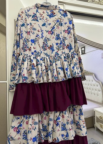 Çiçek Desenli Uzun Bohem Elbise - Görsel 7